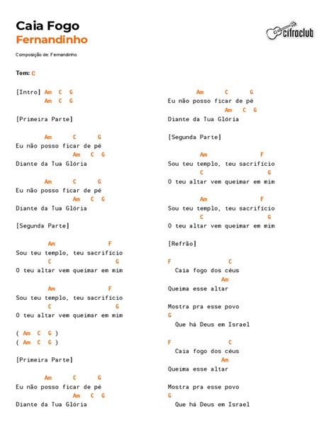 caia fogo cifra simplificada Chords: Am, C, G, F