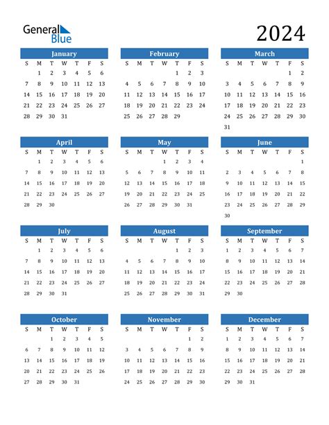 View the annual calendar for 2024 with all 12 months, week numbers