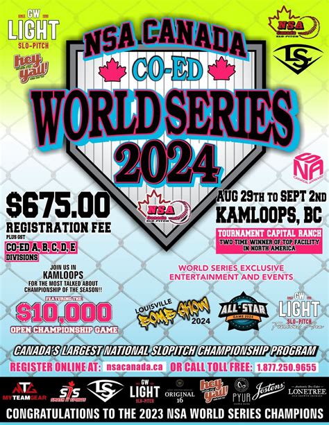 canadian slo pitch championships 2023  With the biggest payouts in the region, our sought-after tournaments are more than a series of games - they’re a series of unforgettable moments shared between friends