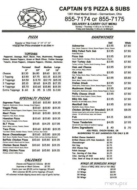 captain 9's germantown ohio menu  $0 with GH+