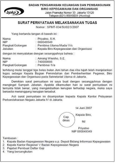 cara buat surat pernyataan  Isi Surat