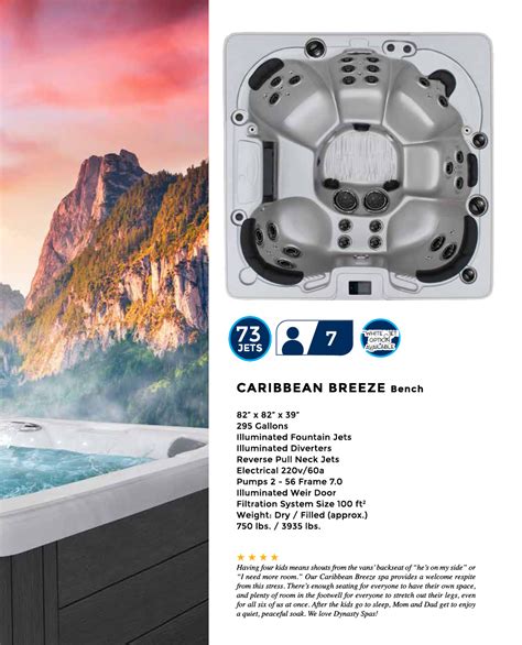 carribian hot tubs  The hot tub is heated and has seating for up to six adults