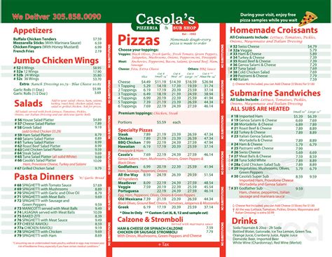 casola's menu  Italiano