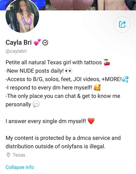 caylabri onlyfans leak  this model has no albums