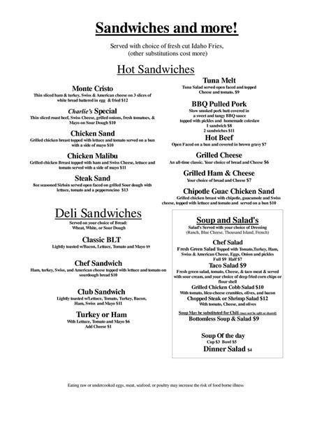 charlie's cafe burley menu  The Sourdough Cafe at Arizona Charlie’s Boulder is home to Las Vegas casual dining at its best