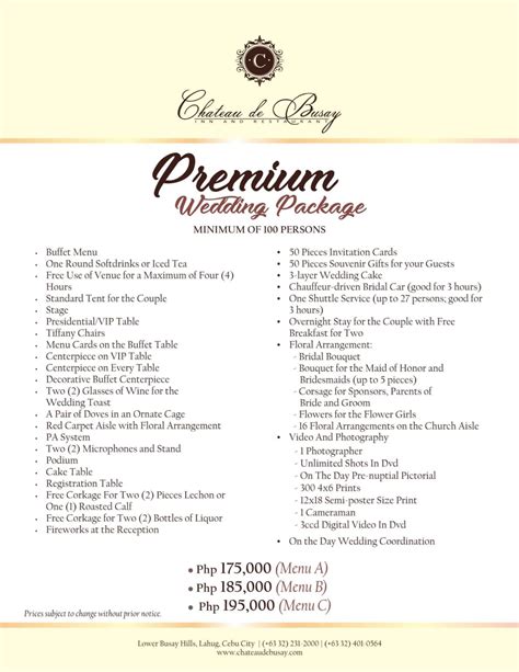 chateau de busay wedding package  3 reviews