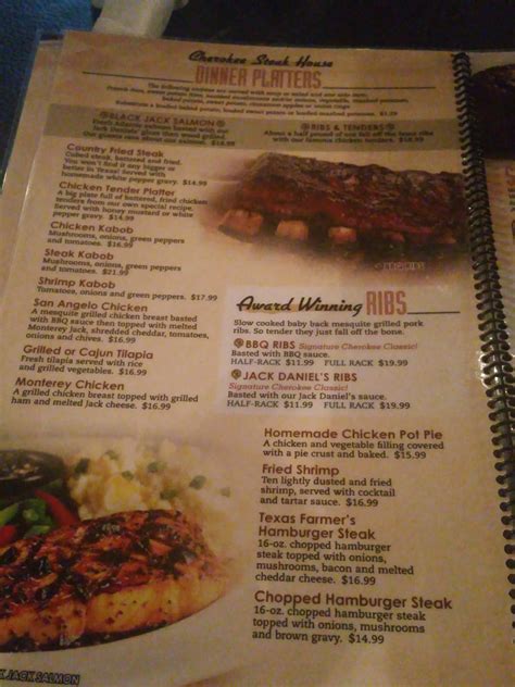 cherokee chophouse menu with prices  Claimed