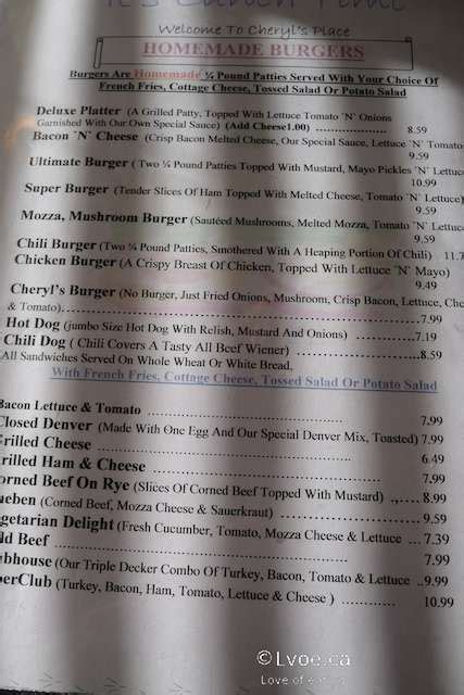 cheryl's place restaurant cache creek menu  Hwy 97