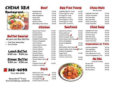 china sea restaurant soldotna menu  Saturday: 11:00AM - 9:30PM