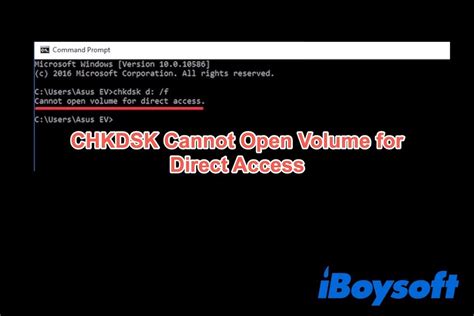 chkdsk cannot open volume for direct access reddit Hi Lowey58