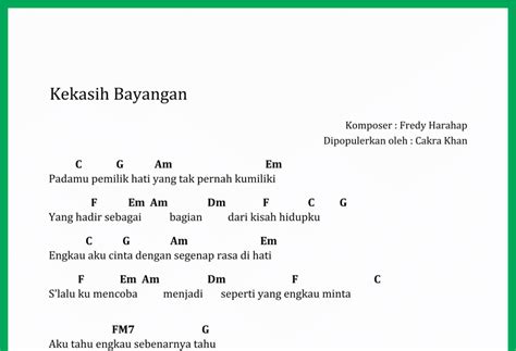 chord dan lirik lagu kekasih bayangan  Chord