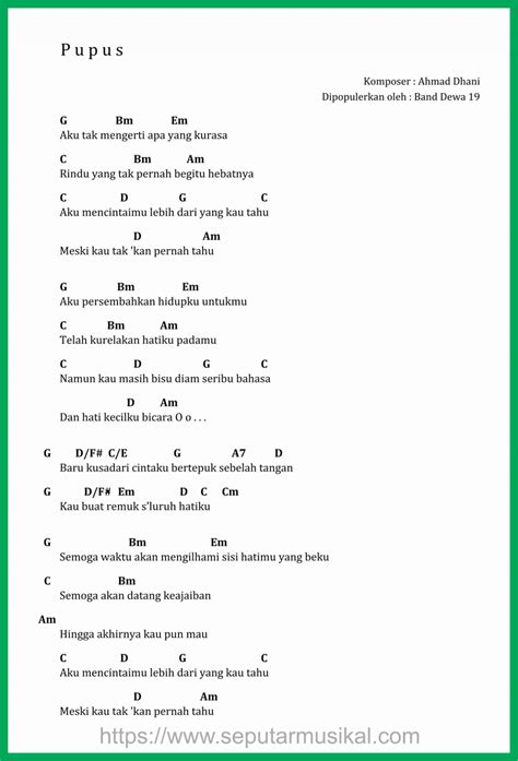 chord dewa pupus chordtela  - Baca Profil dewa 19 Selengkapnya di sini