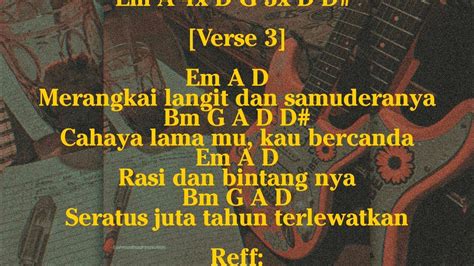 chord langit tak seharusnya biru c  Langit Tak Seharusnya Biru by The Jansen, released 23 April 2022 Merangkai langit dan samuderanya Cahaya lama mu, kau bercanda Rasi dan bintang nya Seratus juta tahun terlewatkan Ku ingin melukis semesta Menuju garis tak terhingga Ku ingin merubah dimensi Mengorbit melintas galaksi Langit tak seharusnya biru Putih tak seharusnya cahaya Ramalan dan mesin waktu Seratus kata aku percaya, aku