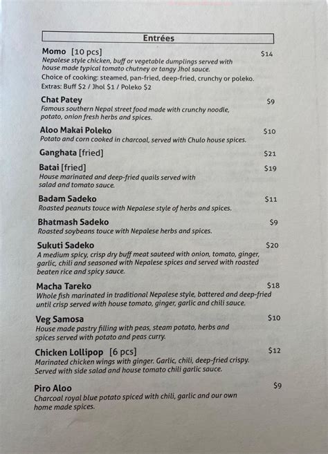 chulo nepalese perth menu Tama Chulo