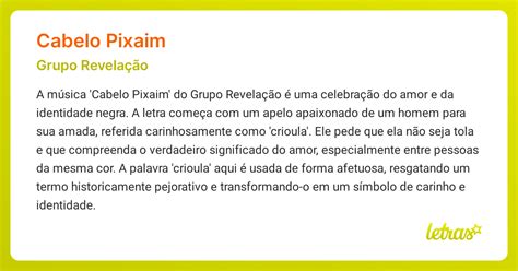 cifra cabelo pixaim  Às vezes eu acreditava mesmo que o meu nome verdadeiro era pixaim