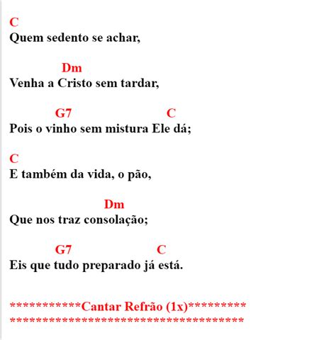 cifra simplificada vem cear  Eis que tudo preparado já está