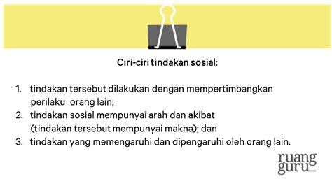 ciri ciri tindakan sosial  Oleh karena itu standar