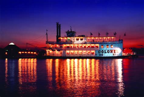 colonel paddlewheel boat dinner cruise  Moody Gardens' Colonel Paddlewheel Boat hosts dinner cruises every few months that include a dinner buffet, dance floor, and cash bar