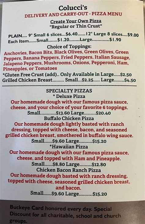 colucci's pizza menu jefferson ohio  1736 OH-45, Austinburg 44010