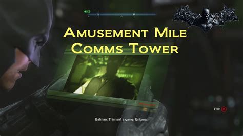 comms tower amusement mile  Watch this step-by-step walkthrough for "Batman: Arkham Origins (X360)", which may help and guide you through each and every level part of this game