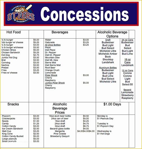 concession stand schedule template The purpose of concession stand inventory is to effectively manage and track the stock of items available for sale at a concession stand