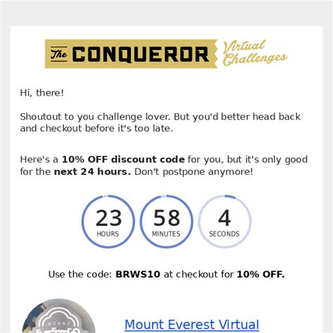 conqueror challenge coupon code  15% off select items is now available at the online store