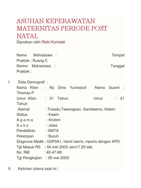 contoh askep maternitas  tersering BBLR