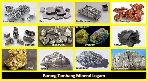 contoh bahan tambang logam  Dalam kimia, sebuah logam ( bahasa Yunani: μέταλλον, metallon; [1] bahasa Inggris: metal [2]) adalah material (sebuah unsur, senyawa, atau paduan) yang biasanya