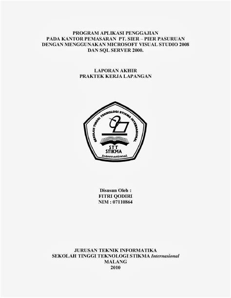 contoh cover paper tugas kuliah Contoh riwayat hidup RIWAYAT HIDUP David Harysusanto lahir di Surabaya pada 28 Januari 1982