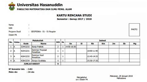 contoh jadwal kuliah 30-11