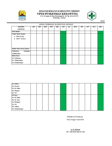 contoh jadwal pembinaan jejaring dan jaringan  2