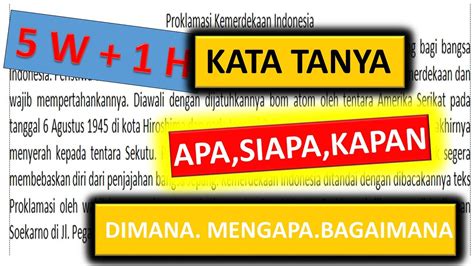 contoh kata tanya bagaimana  Bacalah bacaan dari awal hingga akhir, kalau perlu ulangi