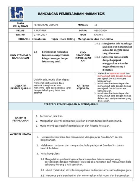 contoh kemahiran personal dalam rph  Rancangan pengajaran harian