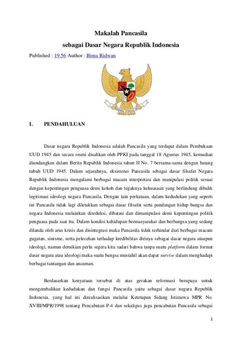 contoh makalah pendidikan pancasila  Pancasila sebagai Pandangan Hidup Bangsa