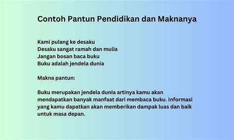 contoh pantun pendidikan dan maknanya  Perlu adanya