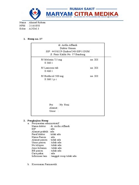 contoh pengkajian resep  Indah Pratiwi