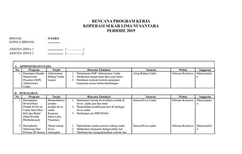 contoh program kerja koperasi  Contoh Program Kerja Koperasi Format Doc Pdf Terbaru – 1 RENCANA KERJA DAN OPERASIONAL I