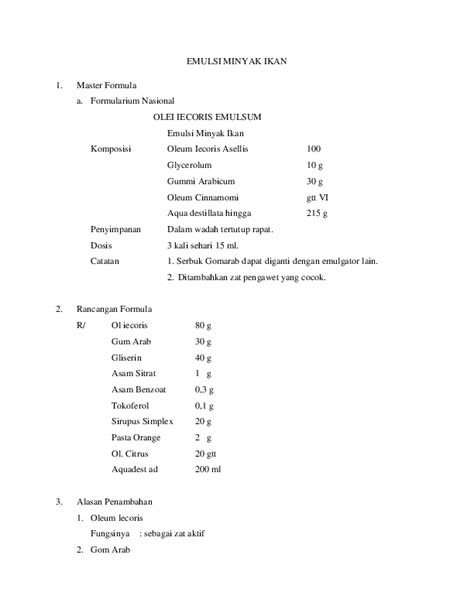 contoh resep emulsi  Calcis ad