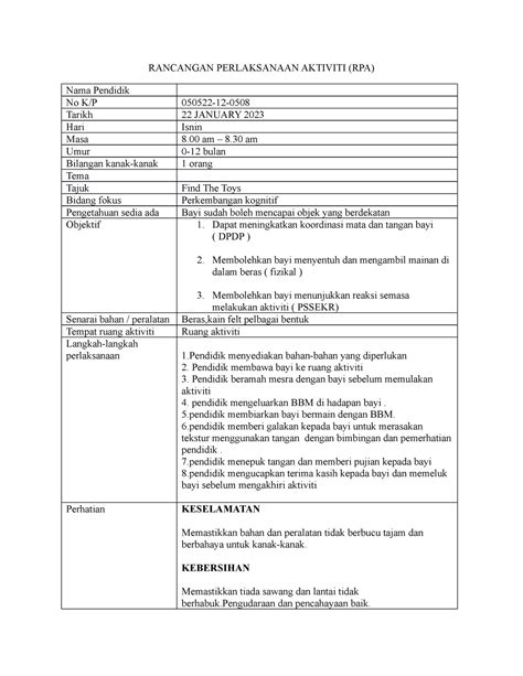 contoh rpa perkembangan fizikal  FORMAT RPA DAN Contoh Final Julai 2021 (AutoRecovered) 2