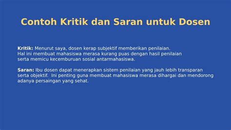 contoh saran untuk dosen  Sebelum itu, Sobat Teknik membaca poin-poin penting mengapa