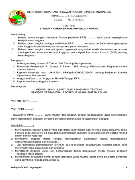 contoh sk pengurus koperasi pdf KOPERASI SIMPAN PINJAM KOPDIT RI_