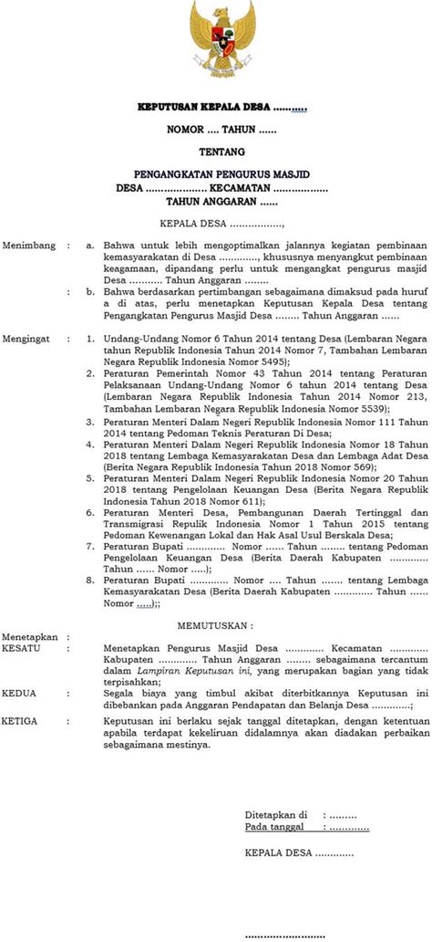 contoh sk pengurus masjid 2021 doc  Sekretariat : karangploso RT