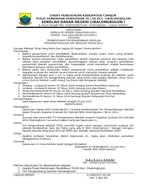 contoh sk tim pengembang kurikulum  FachruAgrie