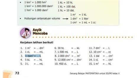 contoh soal satuan volume kelas 5  Debit adalah volume zat cair yang mengalir per satuan waktu