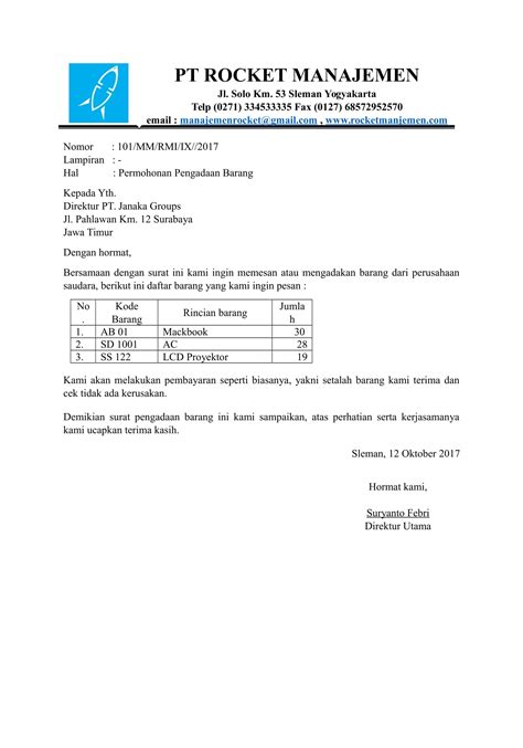 contoh surat pengajuan barang inventaris kantor  Entah untuk kunjungan ataupun untuk mengurus dalam kegiatan tertentu