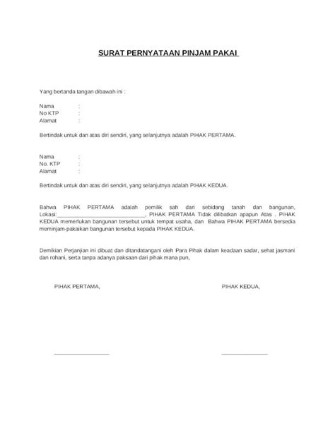 contoh surat permohonan pinjam pakai aset daerah  Jangka waktu Pinjam Pakai paling lama 5 (lima) tahun sejak ditandatanganinya perjanjian Pinjam Pakai