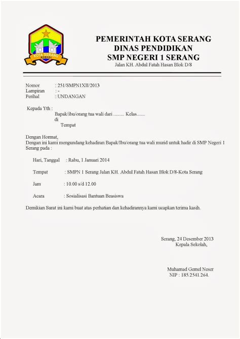 contoh surat resmi word  Ada surat yang ditujukan kepada para guru guru sekolah tersebut, dan ada juga yang ditujukan kepada pihak orang tua/wali siswa, seperti untuk surat undangan pengambilan raport