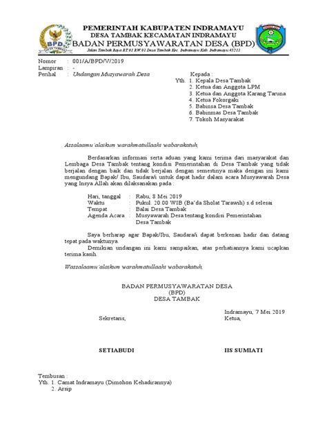 contoh surat undangan musdes bpd com-Contoh surat undangan rapat musyawarah desa-Hidup didesa itu memang indah dan tenang tidak terlalu memikirkan hal-hal yang tidak penting, hidup didesa itu hanya sekedar ibadah makan dan tidur, terlihat lebih tenang dan nyaman tidak sering terganggu dengan suara bisingnya kendaraan dan limbah pabrik, untuk menciptakan suasana desa yang nyaman maka diperlukan orang desa yang jujur