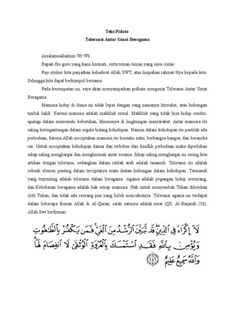 contoh toleransi antar agama  Adanya dialog antar umat beragama akan membantu mengurangi kasus Intoleransi di Indonesia