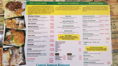 contreju jamaican restaurant menu  Kelly's Jamaican Foods ($) Jamaican, Caribbean, ChickenJamaican, Caribbean, Chicken, Other • Menu Available